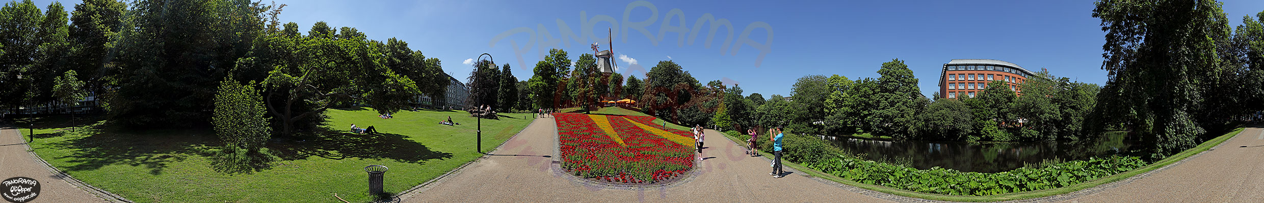 Panorama Bremen - Der Park am Wall mit der alten Windmhle - p008 - (c) by Oliver Opper