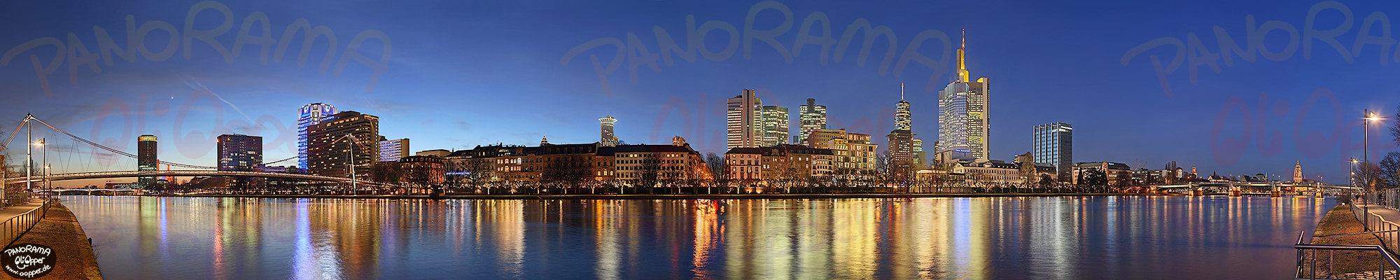 Panorama Bilder Frankfurt - Mainufer zur blauen Stunde - p151 - (c) by Oliver Opper