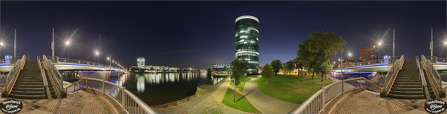 Panorama Frankfurt am Main - Westhafentower bei Nacht - p1145 - (c) by Oliver Opper
