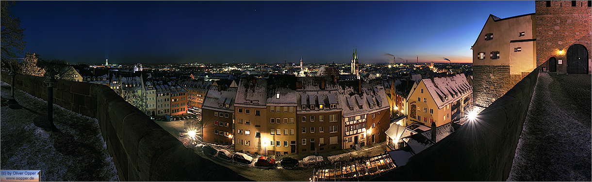 Panorama N�rnberg - Blick von der Burg �ber die Stadt bei Nacht - p002 - (c) by Oliver Opper