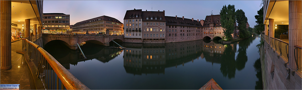 Panorama N�rnberg - Museumsbr�cke und Heilig-Geist-Spital am Abend - p019 - (c) by Oliver Opper