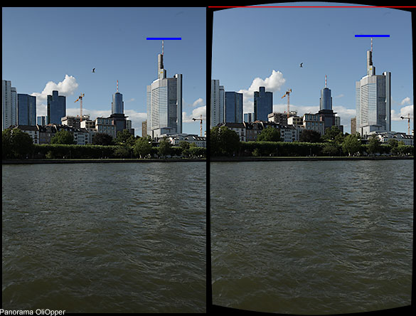 Panorama aus Hochformat Aufnahmen - Vergleich Quellaufnahmen mit zylindrischer Transformation
