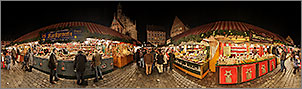 Christkindlesmarkt N�rnberg Panorama Bilder - Hauptmarkt bei Nacht - p047