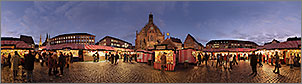 Christkindlesmarkt N�rnberg Panorama Bilder - Hauptmarkt am Abend - p036